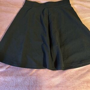 Black Textured Skater Skirt